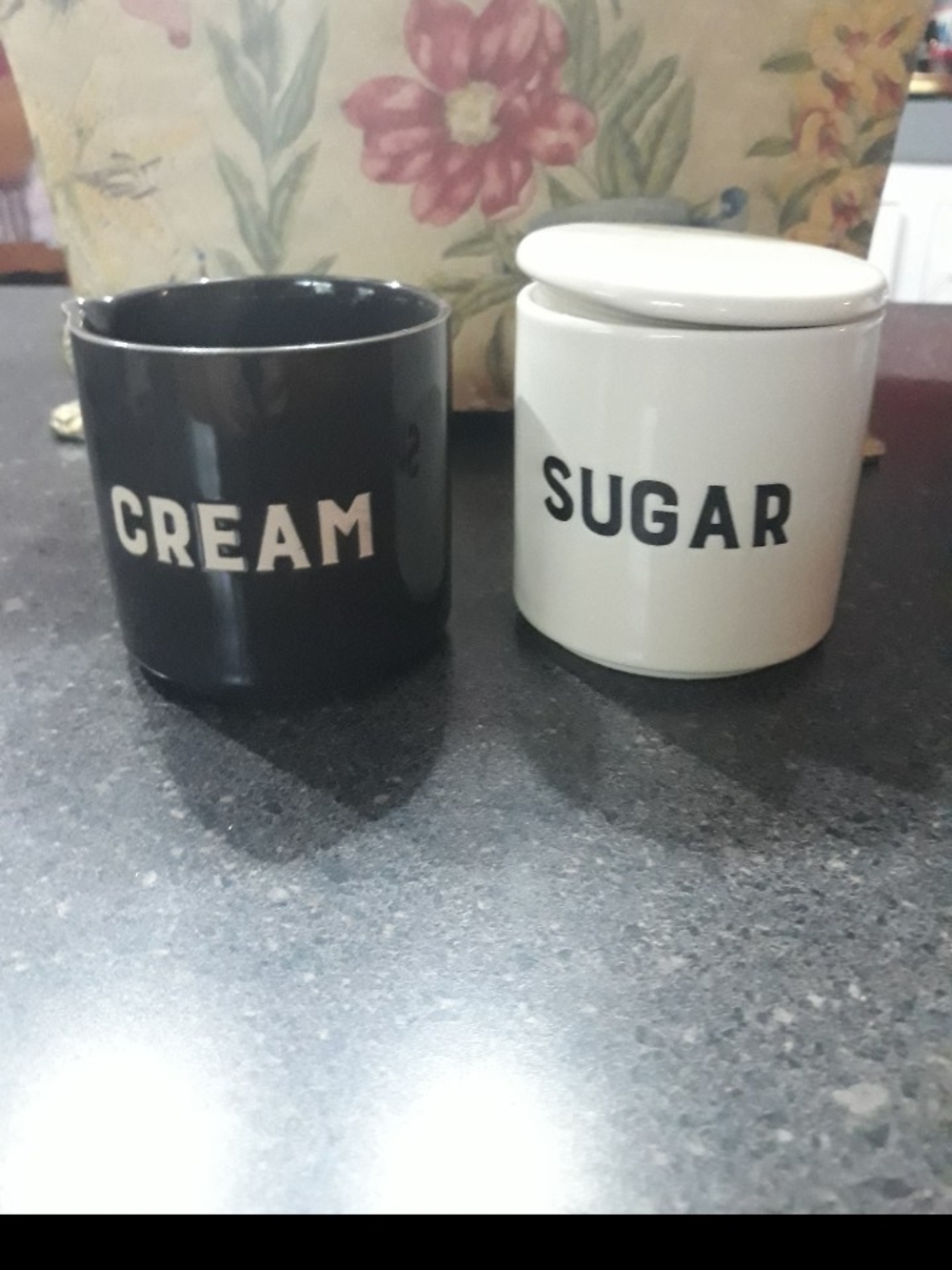 Cream and Sugar Ceramic Canister Set - Black & White